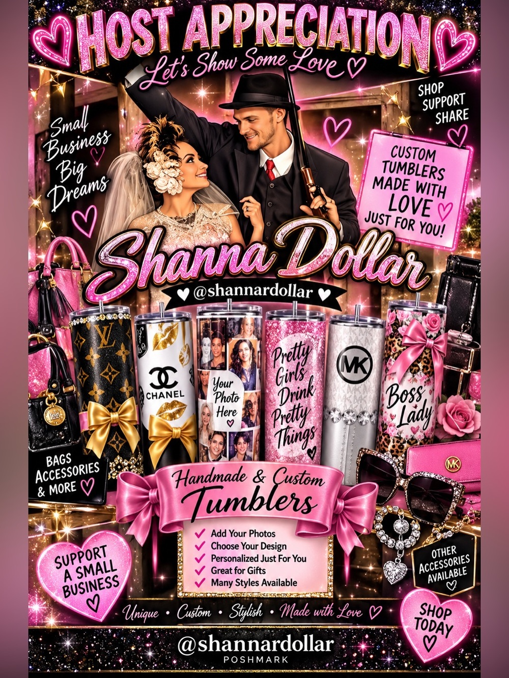 Host appreciation Day Shannardollar Handmade Pink & Gold Custom Tumblers & More